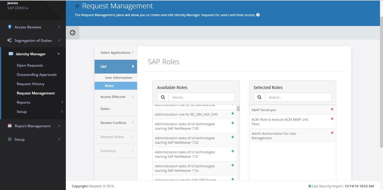 SAP Role Management